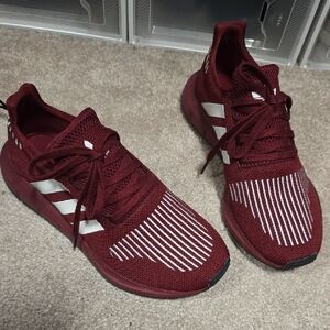 Adidas Burgundy Athletic Shoes with White Accents